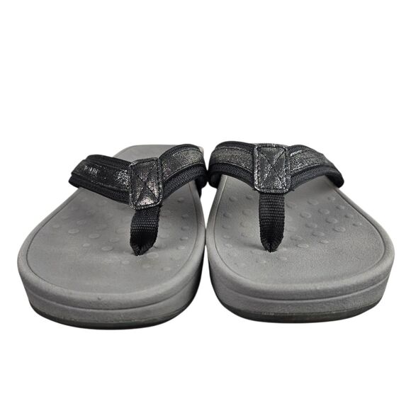 Vionic High Tide Foil Flip Flop Thong Sandals TVW4895 Black Silver Sz 8 - Picture 6 of 16